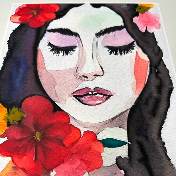 Watercolor Abstract Floral Woman Wall Art Print Poster Unframed - Picture 4 of 10